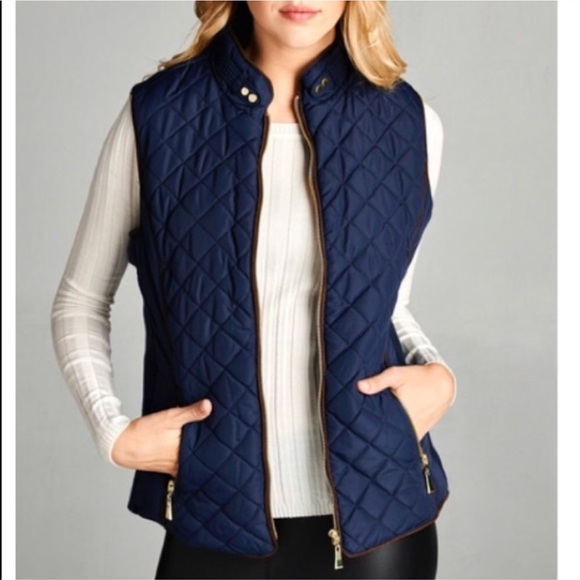 LAST 1✨ quilted puffer vest jacket navy blue - Picture 2 of 3